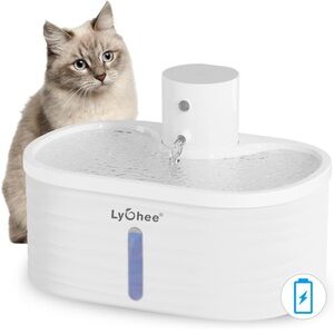 🐾 Lychee Wireless battery-powered automatic water fountain quiet 💯 NEW 2.5 L🐾